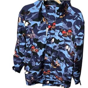 Paisley & Gray Slim Fit Navy Camo Butterfly Rain jacket/Parka NWT Size Small